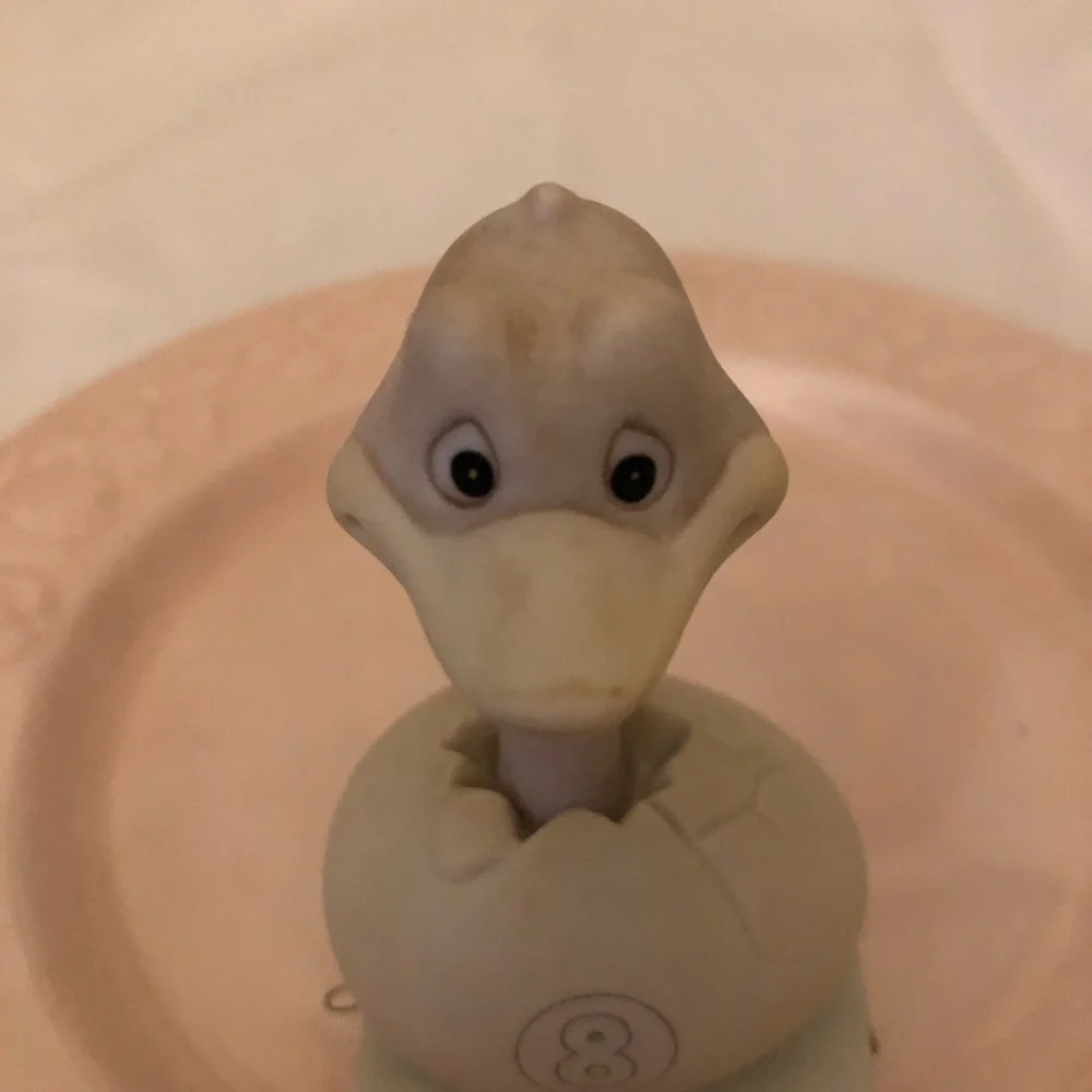 Enesco Precious Moments Pink, Blue and Cream Ostrich Ceramic Eighth Birthday